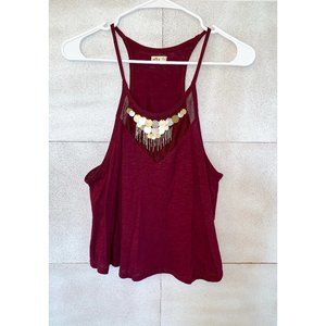 Hollister Beaded Mesh Neckline Tank Top